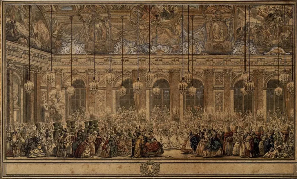 Illustration d'un bal à versailles sous Louis XIV