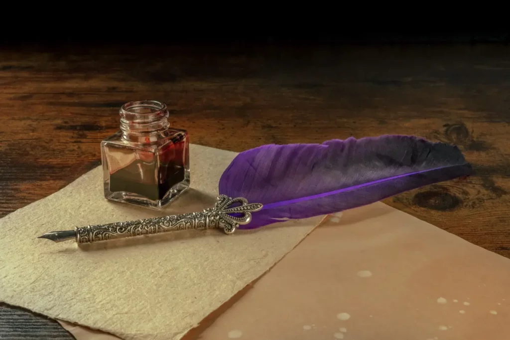 Illustration d'une plume d'oie violette